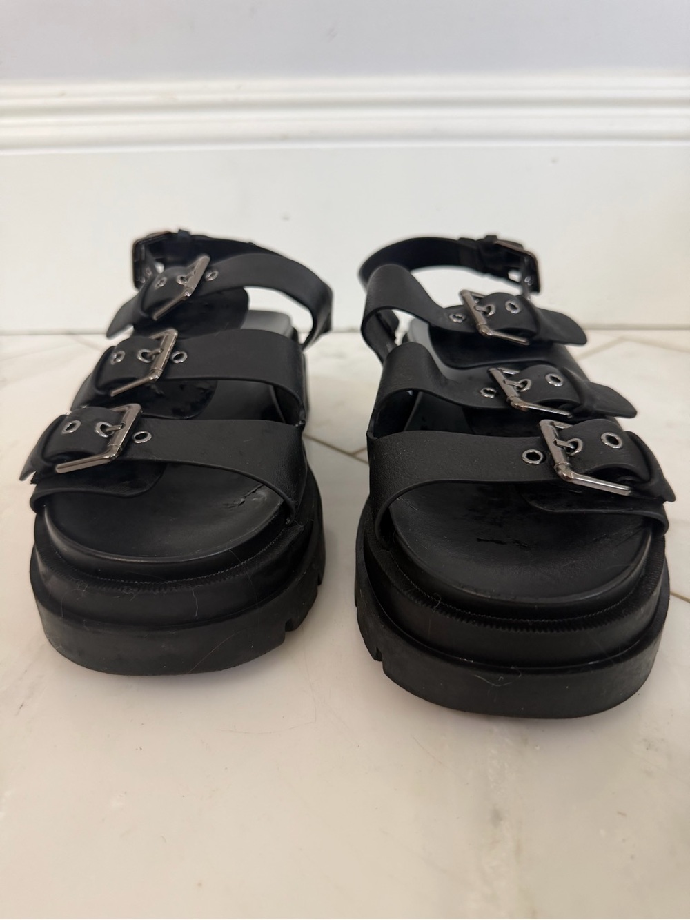 Sincerely Jules Heaven Platform Chunky Strappy 90s Y2K Sandals black size 7 - Picture 2 of 10